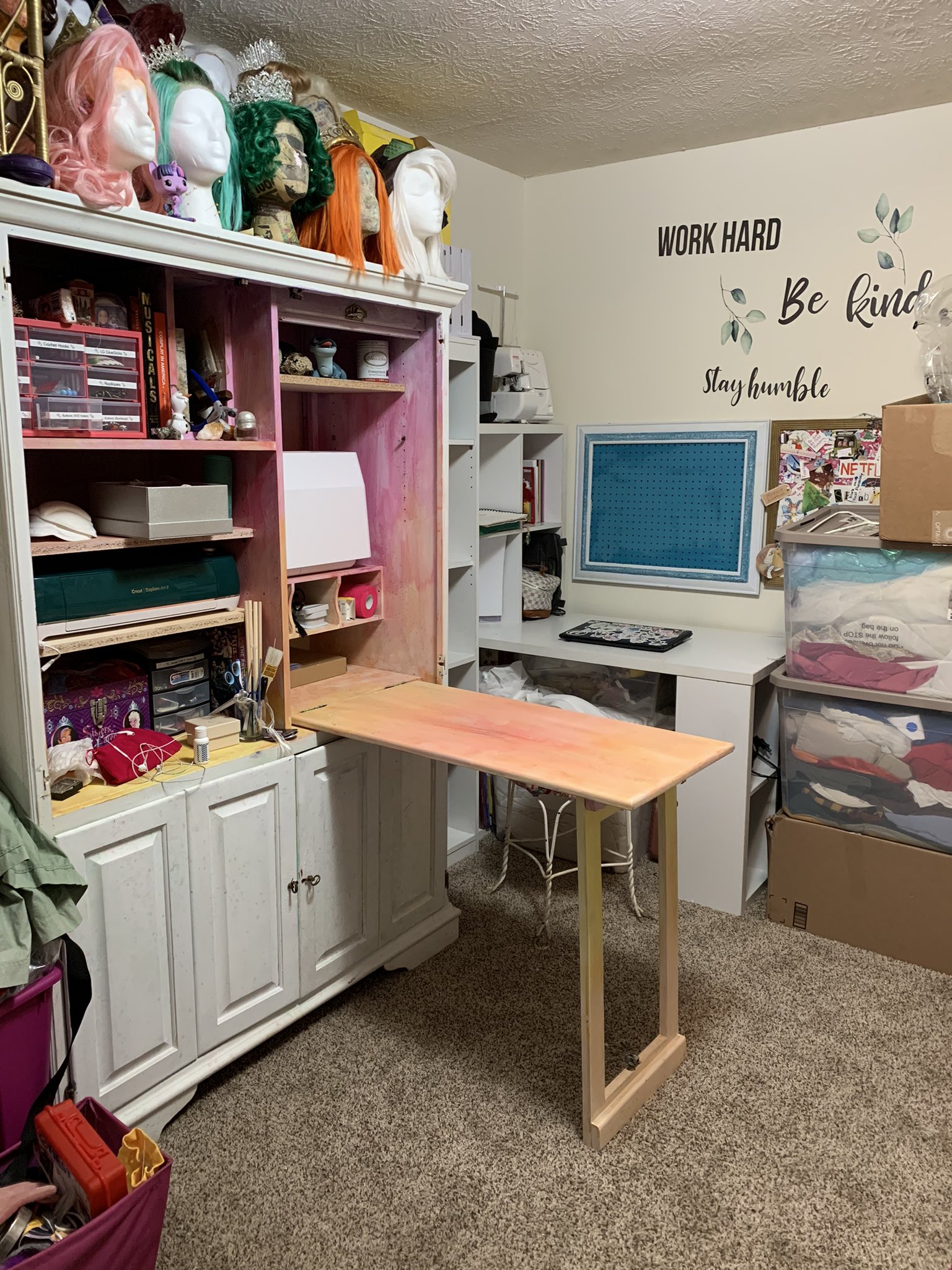ShelbeanieVO on X: Not done yet, but my organization of my craft room is  coming along! I'm really happy with the usage of space so far! Still have a  ways to go