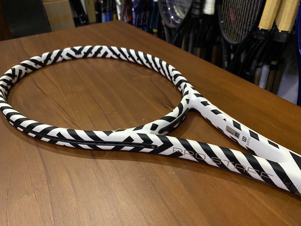 All_That_Racket's tweet photo. A “Bold” new addition to my @WilsonTennis Pro Staff collection! Still deciding if I should just display it on my wall or to play with it? 🤔🦓#wilsontennis #wilsontennisracket #wilsonprostaff #wilsonbold #allthatracket https://t.co/jbv1I2Jc34
