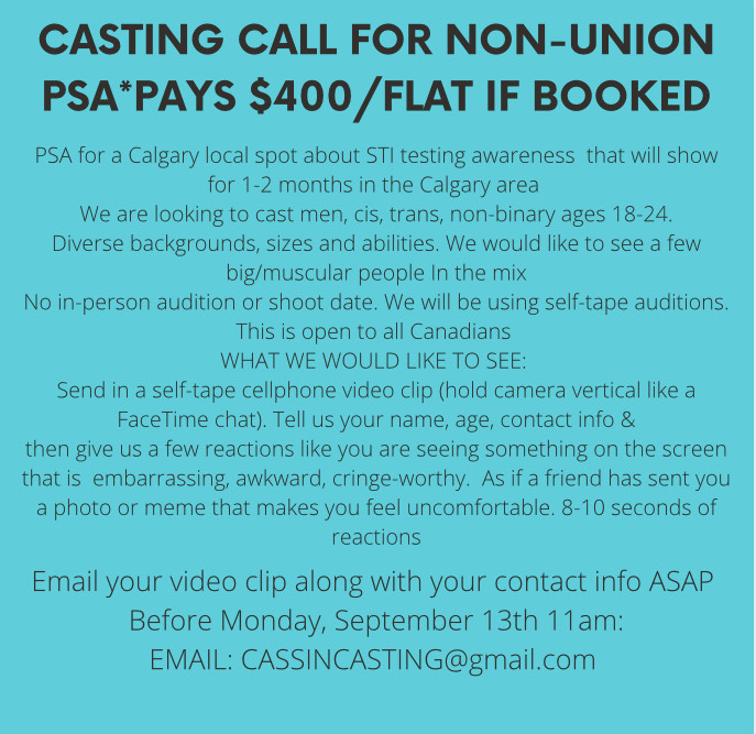 #Castingcall #yycliving #yyc #actors #audition #cassinstantoncasting #yyctheatre #canadaauditions PLEASE #retweet Contact information in the notice, attached. Open to all #canadians #selftapeaudition