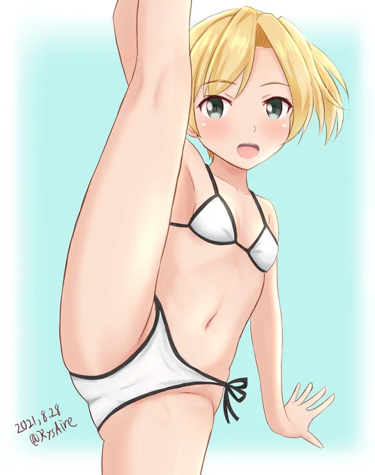アロハー～～!! #艦隊これくしょん #艦これ #舞風(艦隊これくしょん) #舞風 #水着艦娘 #I字バランス https://t.co/ujr06sf7Iu 
