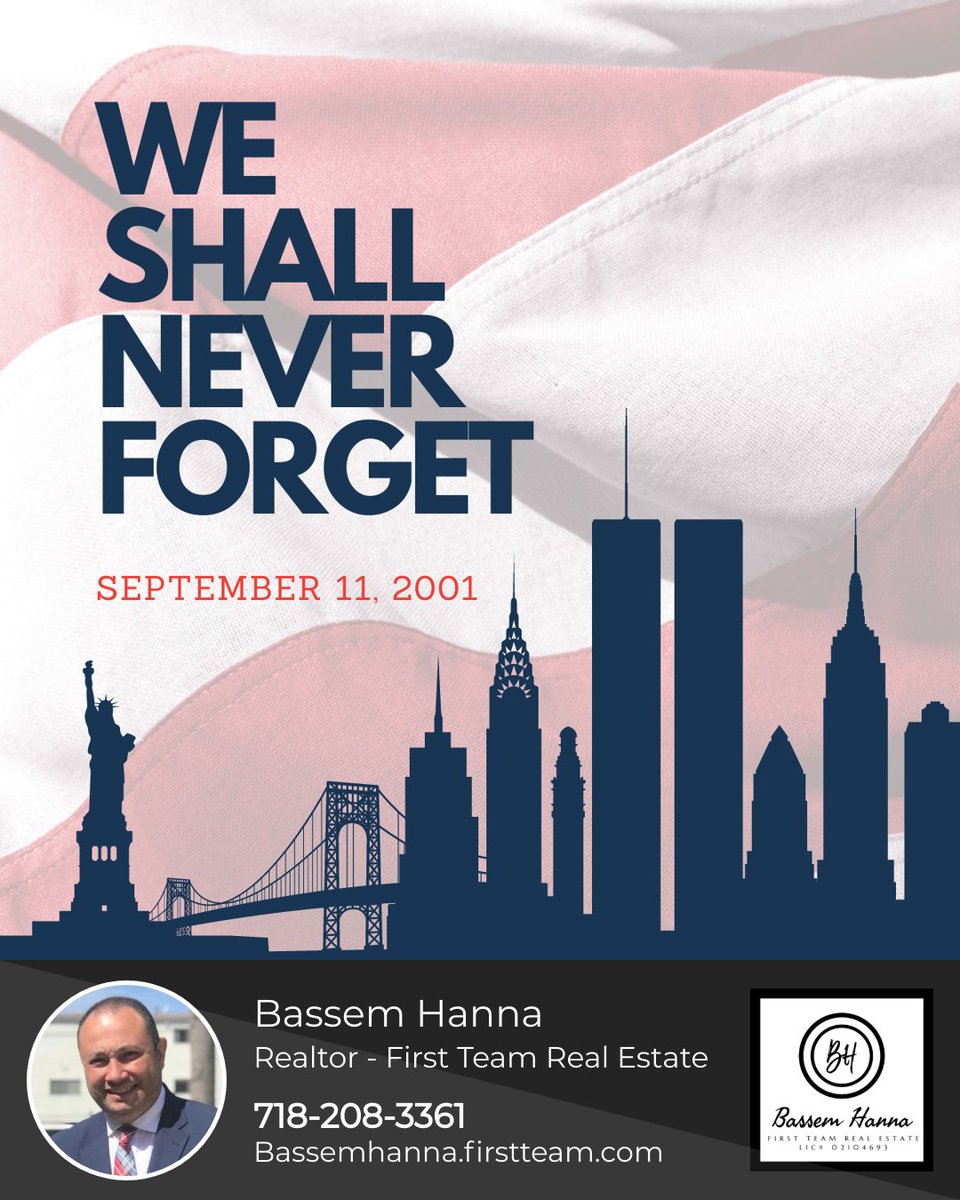 Bassemfirsttea1's tweet photo. A time to remember those who died, those who survived, and those who carry on. We will never forget.
#Bassemhanna #Firstteamrealestate #foryoupage #Togetherwearefirstteam
#AlwaysRemember #September11th #september11th2021 #September11th2001 #TwinTowers #remember https://t.co/cykHZfdhKp