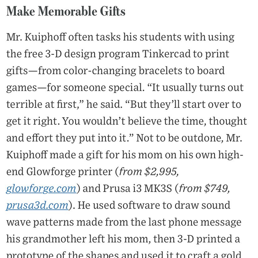 It was a privilege to speak with Matthew Kitchen, editor at The Wall Street Journal, about 3D printing and our makerspace at TCNJ. The selfie 3D printed foosball table was an epic build! wsj.com/amp/articles/5… <a href="/WSJ/">The Wall Street Journal</a> <a href="/Prusa3D/">Prusa3D</a> <a href="/glowforge/">Glowforge</a> <a href="/TCNJ/">TCNJ</a> <a href="/TCNJArtsComm/">TCNJ School of the Arts and Communication</a> <a href="/matthewkitchen/">Matthew Kitchen</a>