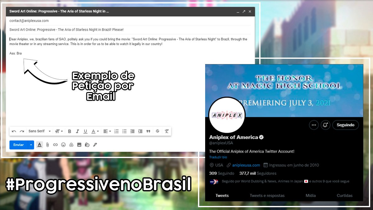 sao_bra's tweet photo. Fãs de Sword Art Online! Agora precisamos do seu apoio! 🔥🔥

A @aniplexUSA tem um email para sugestões, vamos cada um mandar emails em Inglês com um texto pedindo o filme de "Sword Art Online: Progressive" no nosso país!

Email: contact@aniplexusa.com

#ProgressivenoBrasil https://t.co/VcMZdsKTQ1