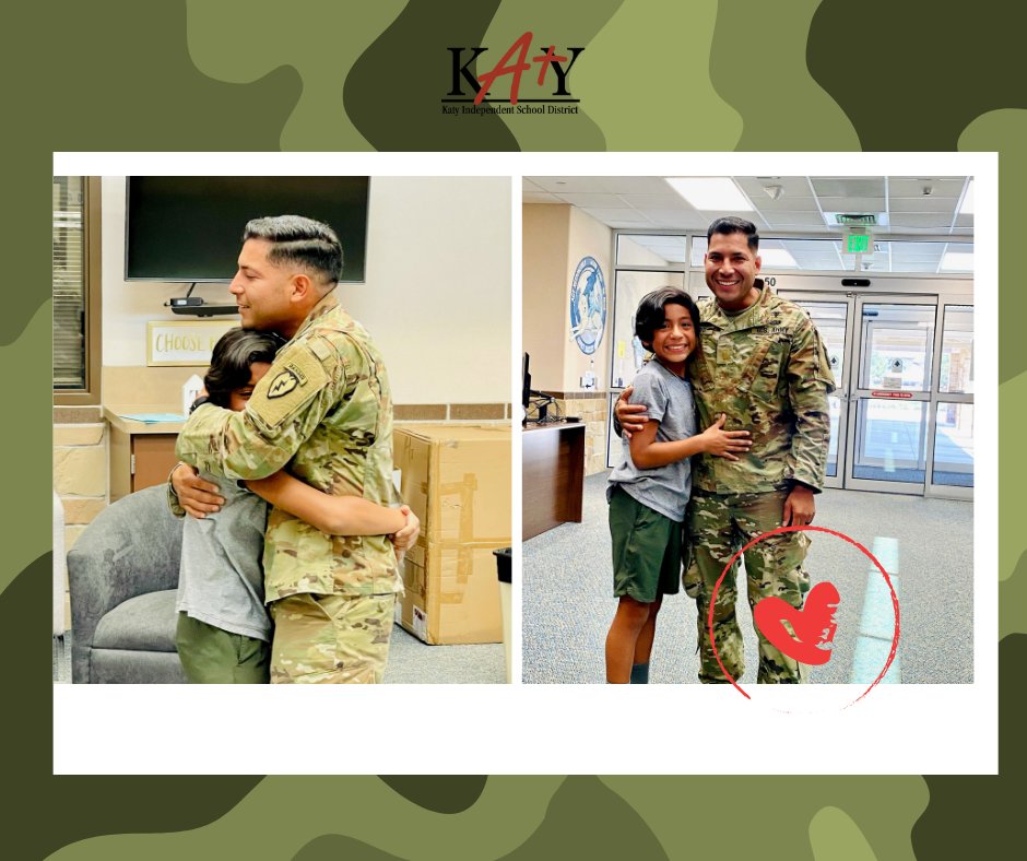 Earlier this week, Adan Sillero received a special surprise today. His father, 2nd Lt. Edwin Sillero returned home from months of military training to pick him up from school!  Welcome home, sir! #katyISD