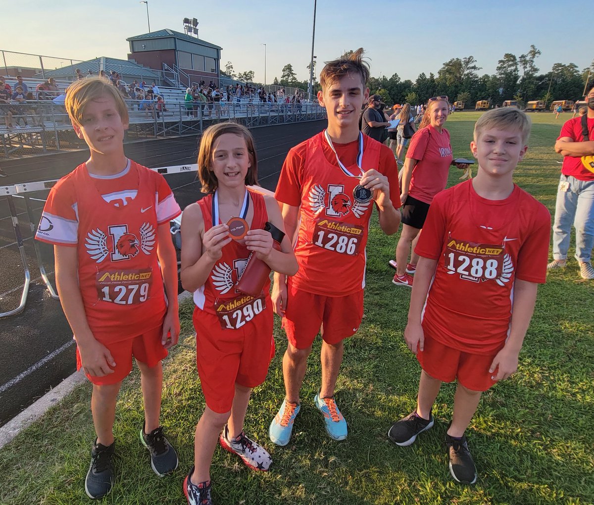 marls1313's tweet photo. Irons XC rocked out at their first meet today. @IJHgirls @IJHboys  #wearehawks https://t.co/ed54ezFJap
