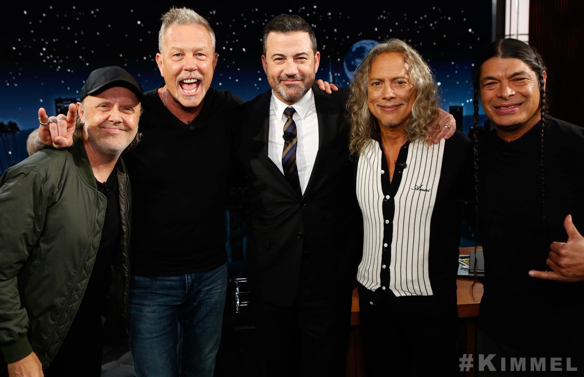 Metallica's tweet photo. It's almost show time! Watch us on @JimmyKimmelLive – Tonight on ABC! #KIMMEL https://t.co/4GQLs9Ot6c
