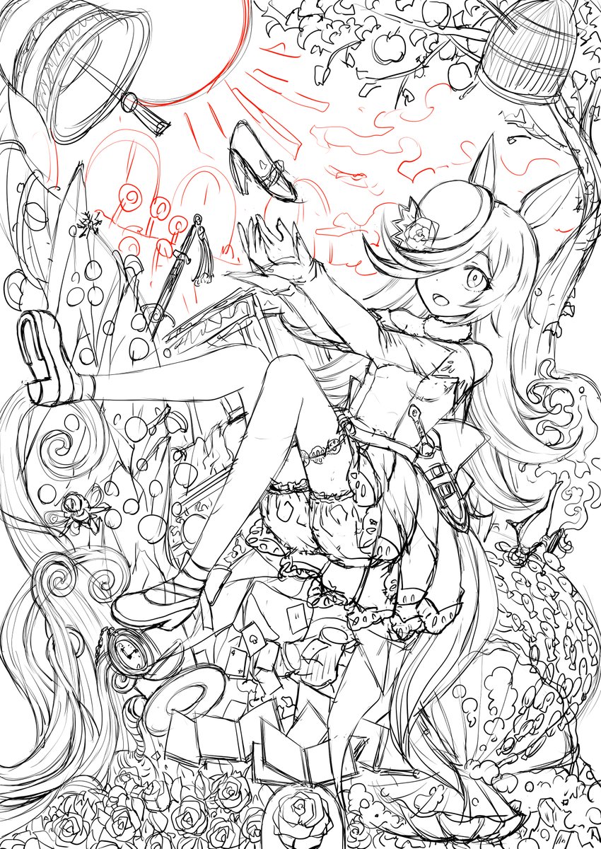絵の中毒みたいになってるんですが、集中して描いてるだけあって好みの絵が描けそうです
何枚か平行して描いてるので画像のライスの塗りはまだはじめれませんがw 