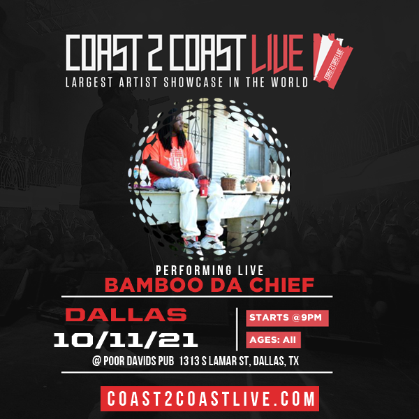 BamboodaChief's tweet photo. Vote for me to perform for  $50,000 in Prizes!  at #Dallas All Ages Edition 10/11/21! https://t.co/YDh4xSxRjq #Coast2Coast https://t.co/cTdHwvDCYb