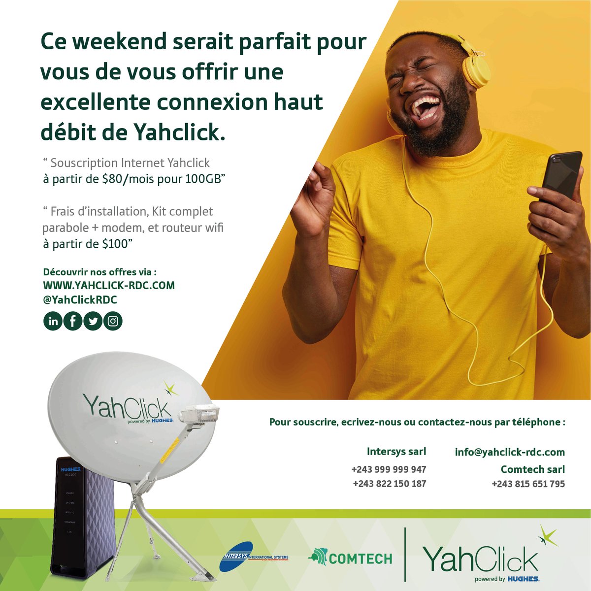 Yahclickrdc's tweet photo. Ce weekend serait parfait pour vous pour vous offrir une excellente connexion haut débit de Yahclick. https://t.co/d1TeUbnTxq