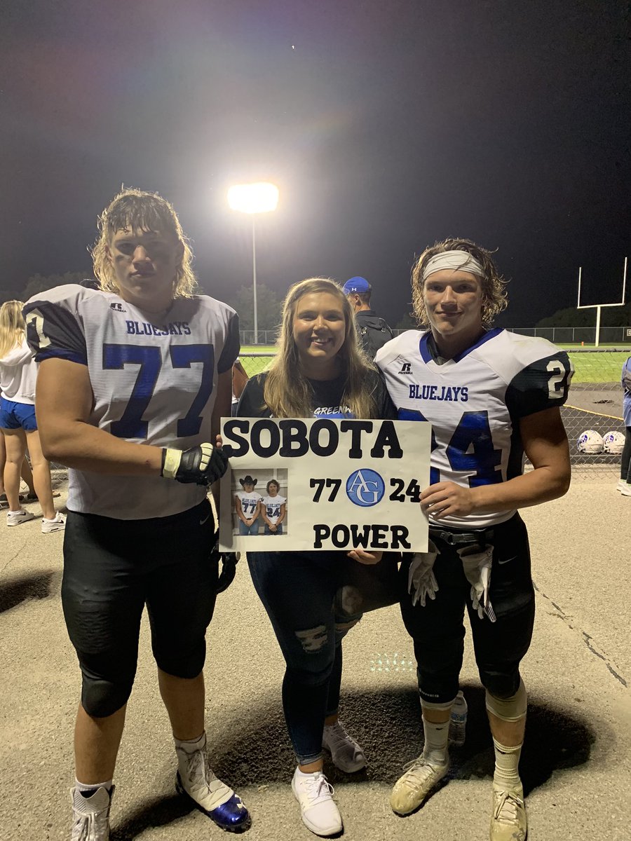AGbroadcasting_'s tweet photo. Gotta love Big Sis as she is super proud of her baby brothers- made the crowd sign for The Maneater Logan and another for Diaper Dandy Frosh Landon. The Sobota family pretty special group of people https://t.co/nAn7FuvrkG