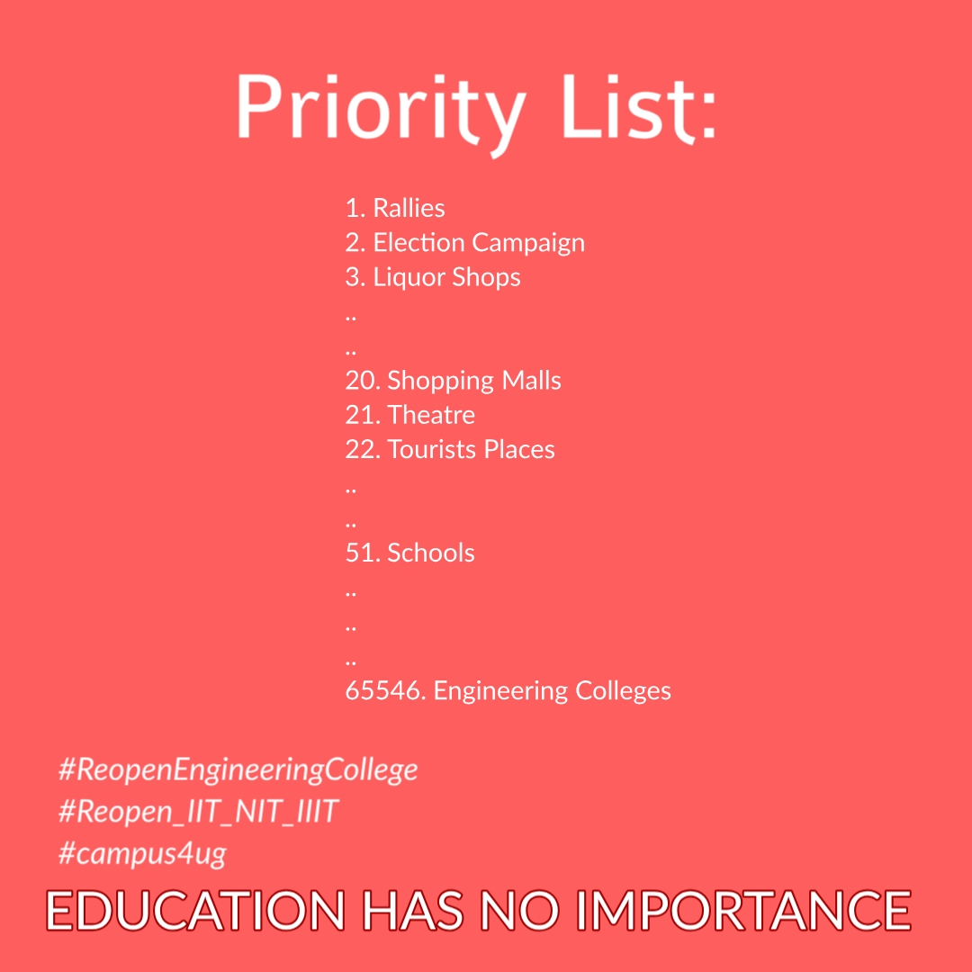 amresssh's tweet image. #ReopenEngineeringCollege 
#Reopen_IIT_IIIT_NIT 
#campus4ug