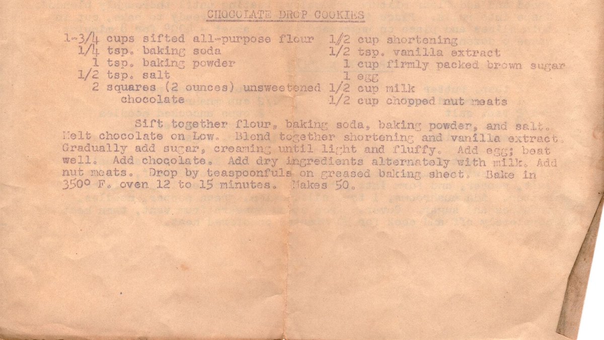 BrowettHeather's tweet image. Spent the morning baking for #TheGreatRareBooksBakeOff for #BakeMonash - I tackled Chocolate Drop Cookies from a recipe found in family records from a community along the Pittsburgh Coal Seam