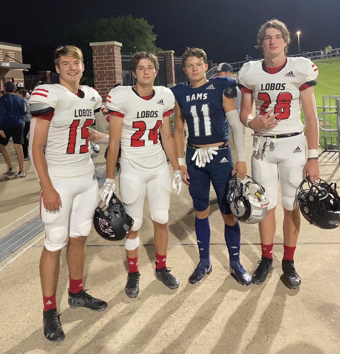 Lobo Sighting:  Some of our Senior Lax players faceoff against each other in football.