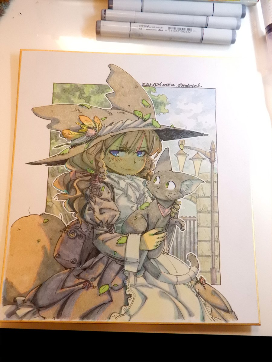 【アナログ1534:わんぱくと魔女の昼下がり】拾ってあげたけど、だいぶ振り回されています。
#色紙 #狐娘 #水彩 