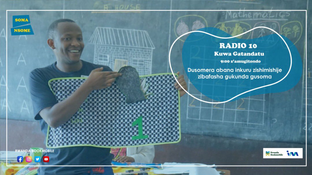 RWBookmobile's tweet photo. Mwaramutse bana beza, ni mukanya 9:00 za mu gitondo tuganire tubasomere ibitabo kuri @Radiotv10rwanda ntimucikwe.
@imbankrw
#somansome #rwandabookmobile #abana #gusoma #ibitabo https://t.co/PqE5Aa0ISB