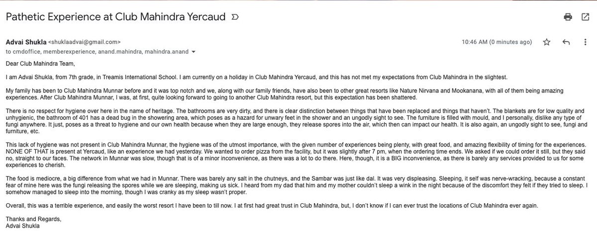 arjunwiz8's tweet photo. @anandmahindra @clubmahindra
Sir, This boy was trying to reach you Regarding his bad experience at Club Mahindra Yercaud. https://t.co/oE40eNGhtQ