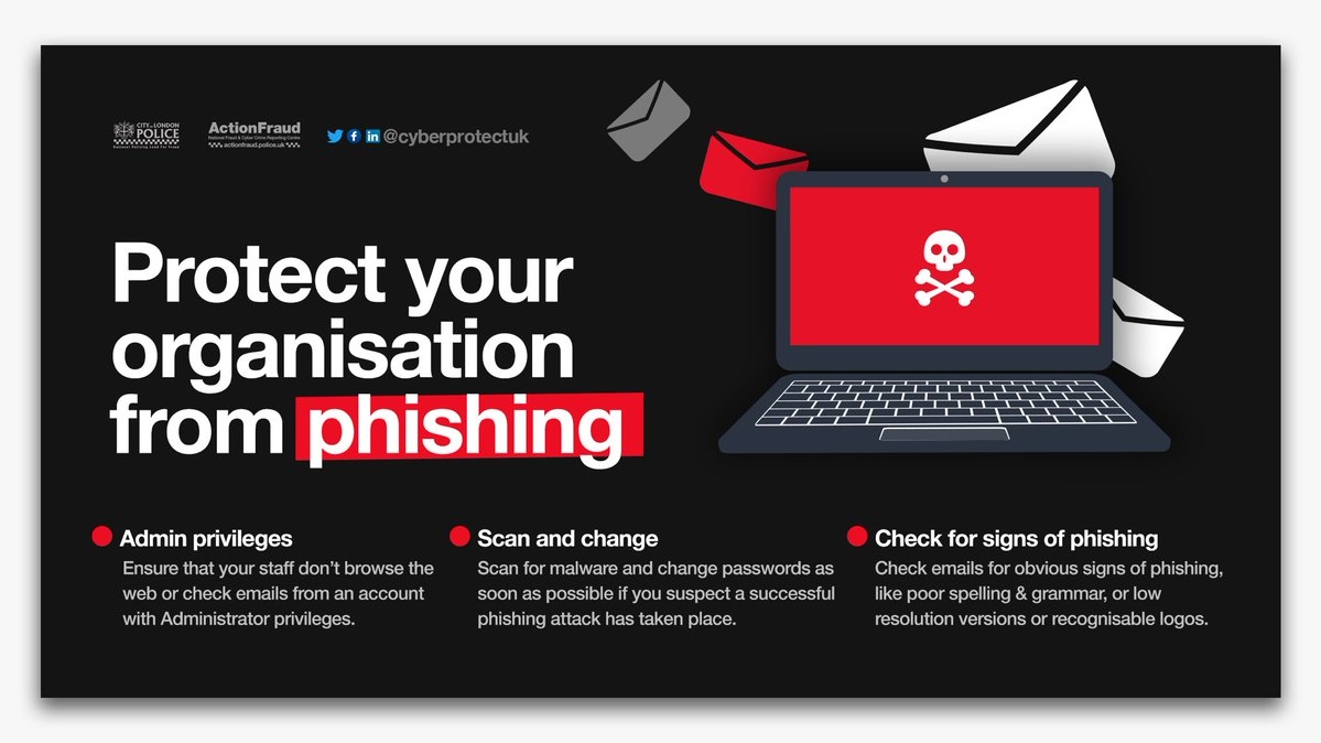 CyberAlerts's tweet photo. Received an email about your account? Always go to the site or service through a known and trusted method, to verify the authenticity of the account issue. NEVER click on the links or attachments in unexpected emails. #CyberProtect #PhishingEmail #ActionFraud #Email #Scam https://t.co/InmeiNpiOZ