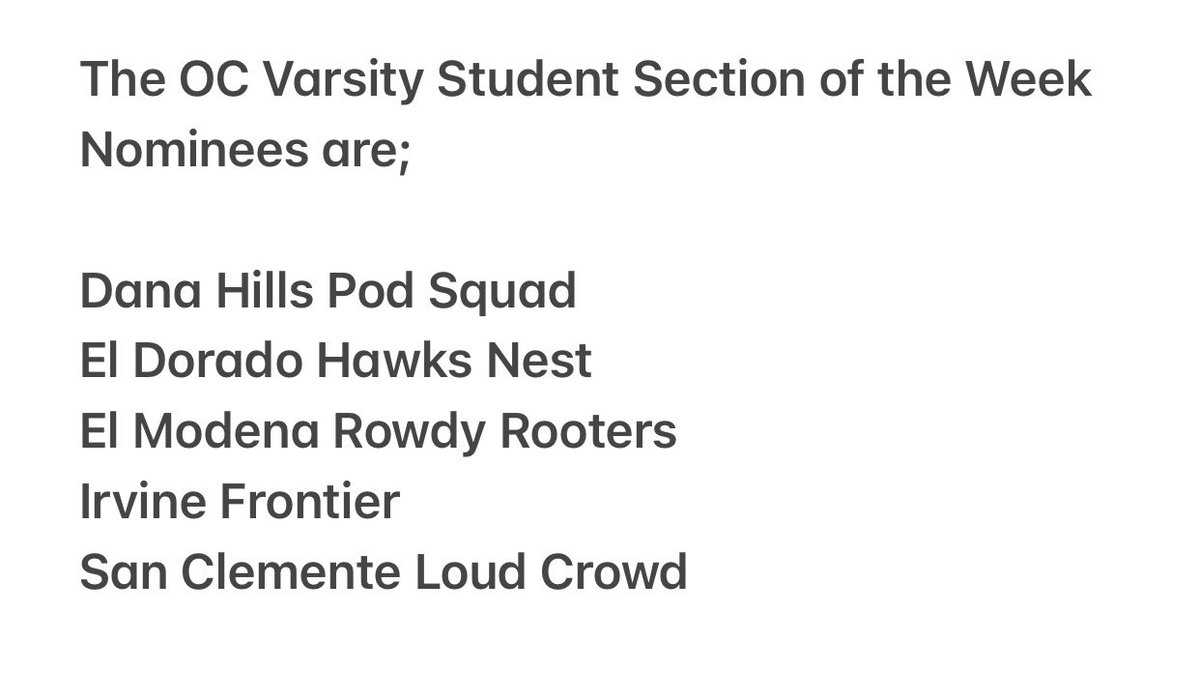 StudentSectRep's tweet photo. @ocvarsity https://t.co/IqLcoU4h2l