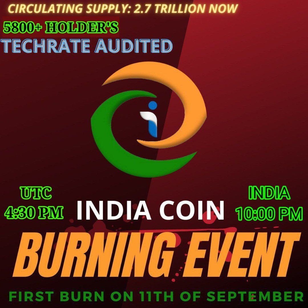 indiacoin15's tweet photo. 🔥🔥🔥🔥🔥🔥🔥

Today, Team #INDIACOIN is going to organise first burning event at 10PM(4:30 PM UTC) 
75 billion token worth $26000+ will be burnt!!!🔥

https://t.co/8FGeHmIjGd
#INDIACOIN https://t.co/zVO2gV1LAL https://t.co/qFr61wlvix