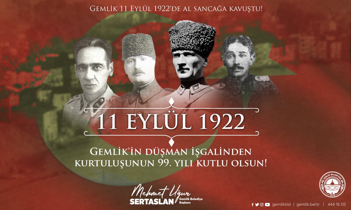 Gemlik'in düşman işgalinden kurtuluşunun 99. yılı kutlu olsun!

Gemlik 11 Eylül 1922'de al sancağa kavuştu!