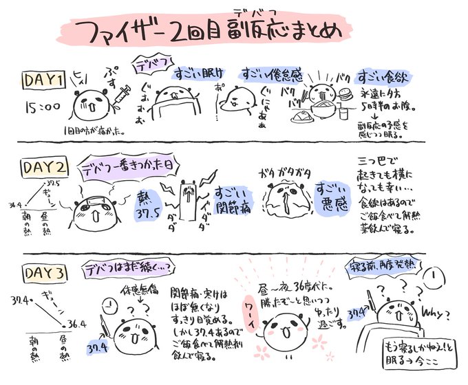 ファイザー二回目の副反応でてんやわんやだったので、こういう人も居るよっていう備忘録です。一回目は腕痛いだけだったのにな～ 