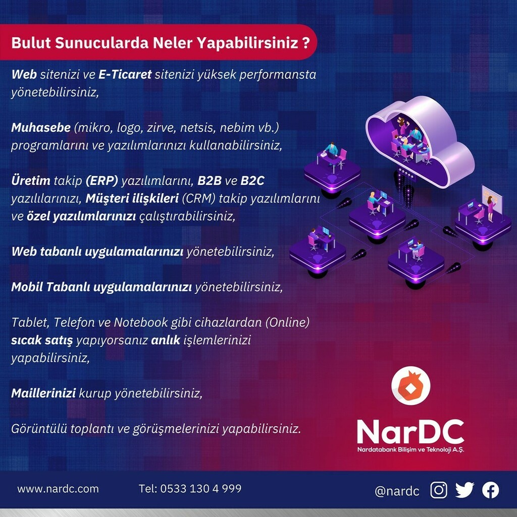 Bulut Sunucular ile Neler Yapabilirsiniz?
.
.
.
#NarDC #Bulut #Server #bilişim #teknoloji #data #web #bulutsunucu #verimerkezi #verimerkeziçözümleri