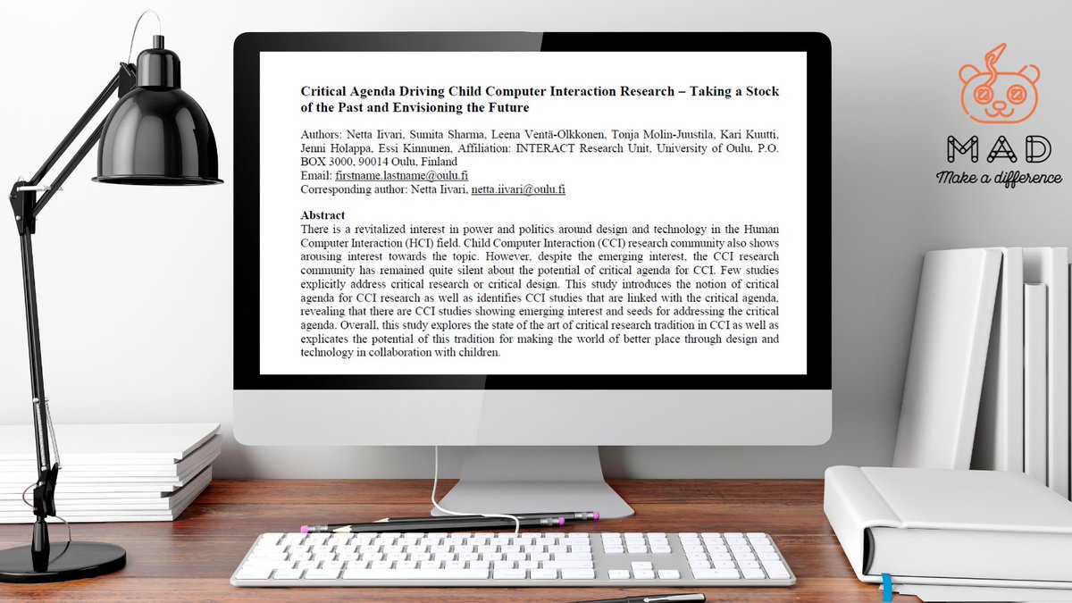 MADProjectOulu's tweet image. What&apos;s critical about #criticaldesign in #CCI? Watch this space - we carried out a #litreview about it at #MADProjectOulu and it was accepted for publication in the International Journal of Child Computer Interaction! @INTERACTrg @ITEEOulu