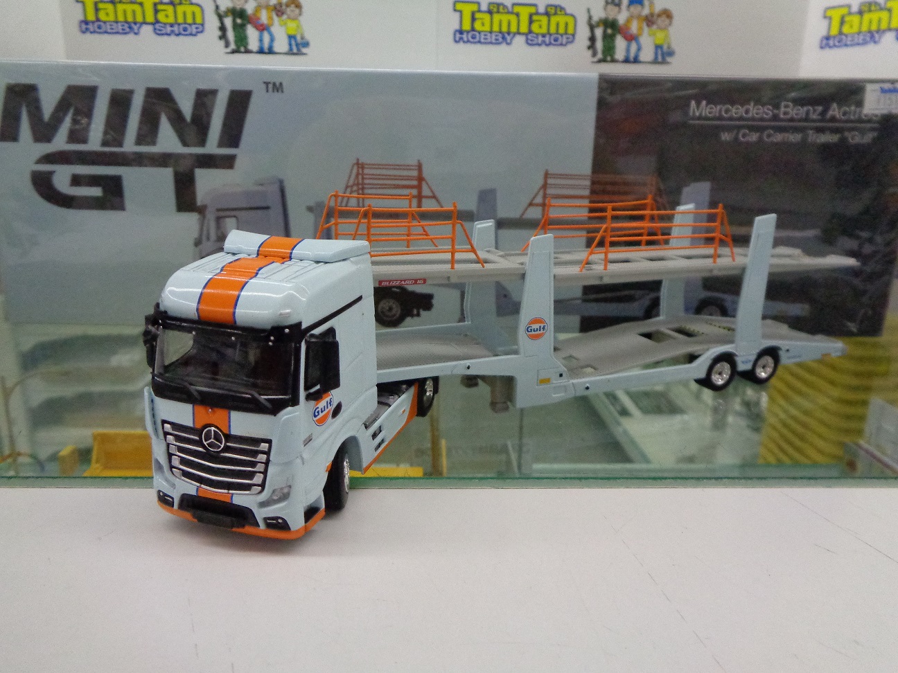 MINI GT ミニカー　メルセデスベンツ　カーキャリアー　ガルフ MINI GT ミニカーメルセデスベンツカーキャリアーガルフ