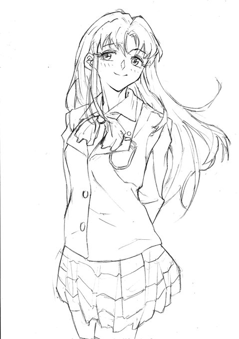 アニメの線画っぽい絵を描く練習。
藤原綾。 