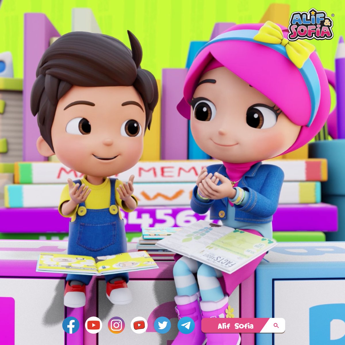 AlifdanSofia's tweet photo. Sebelum memulakan pembelajaran, antara perkara utama yang perlu di lakukan sebelum belajar adalah membaca doa.  Jangan lupa baca doa ya!

#AlifSofia #Doa #kartunprasekolah #Ohsem #AlifTahu #BelajarBersamaAlifSofia https://t.co/0uJLdmb1kn