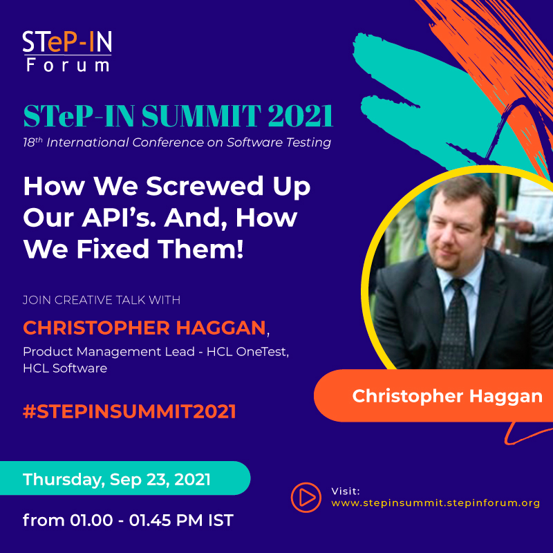 stepin_forum's tweet photo. Welcoming our accomplished Speaker at #STEPINSUMMIT2021, @mrchris2000, Product Management Lead - @HCLOneTest, @HCLSoftware. We welcome you!
- https://t.co/i4ZEYUKdoM
#Summit2021 #Speaker #Takeways #Testers #QA #Session #NewNormal #Testing #API https://t.co/a1RHpSa0Mn