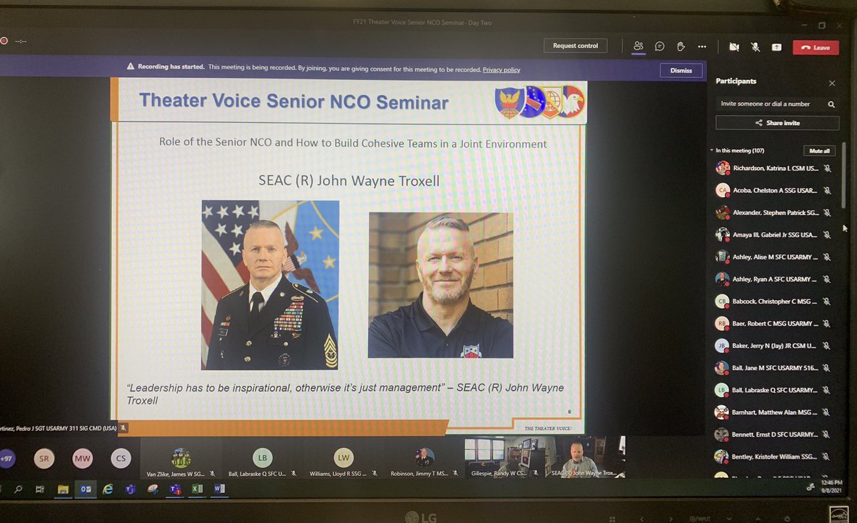 Had the pleasure of participating in a seminar hosted by @311thSignalCmd with leader engagements across the Signal Corps and Retired SEAC Troxell @PMEHardTrox and current @USARPAC_CSM Brzak. Awesome event and leadership!