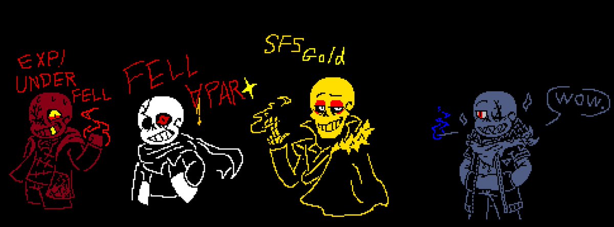 frozenhuman3205's tweet photo. @EXP_Bomb_er @SpaceIsVast00 @Swap_five
#EXP_underfell #fellapart #swapfellswap_gold
#sans #papyrus
#pixelart #undertaleAU好きさんと繋がりたい
#TR_swapswapfell
twitterで見つけたAU3つを書いてみました
私の含め全部fellですね() https://t.co/X1agmIPuuR
