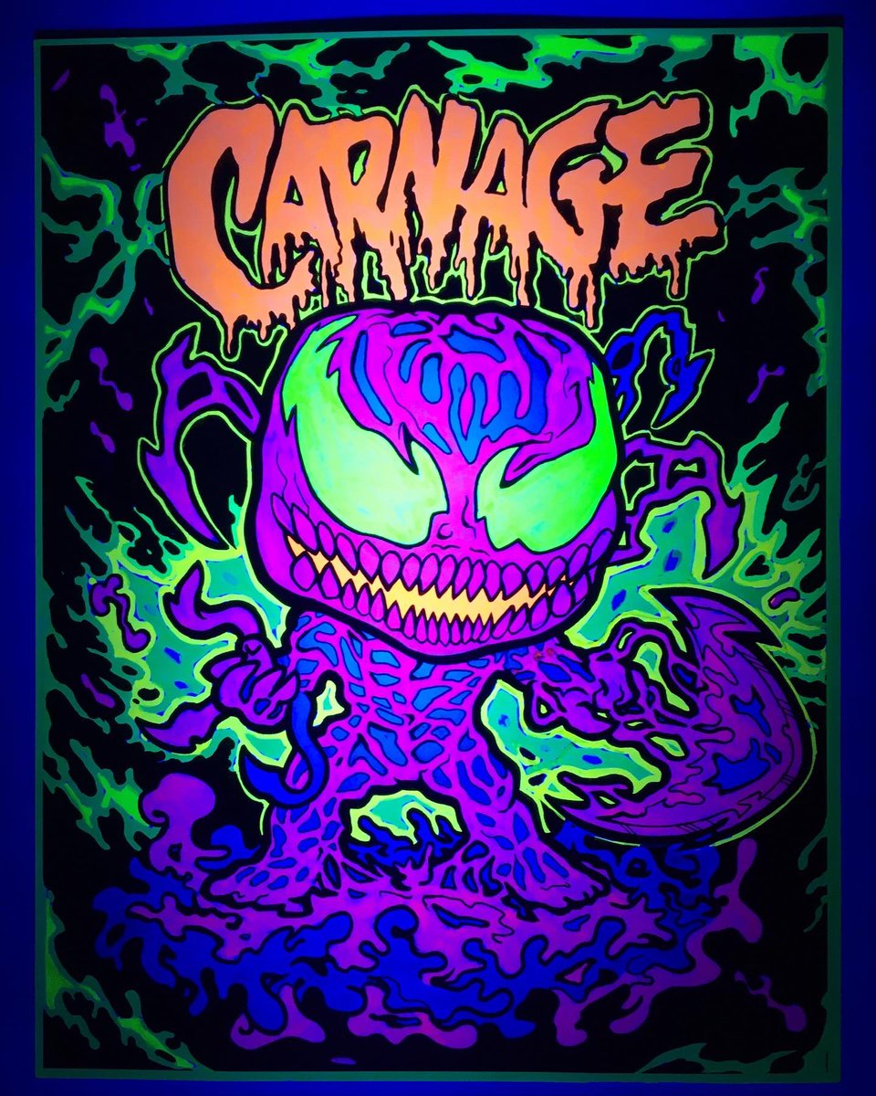zeolee3's tweet photo. Black Light Carnage 

#funkoart [145] Cover A
#funko #carnage #venom #marvel #marvelfunkopops #carnageblacklight #blacklightposter #funkoblacklight #blacklightart https://t.co/Lel2D8sMtA