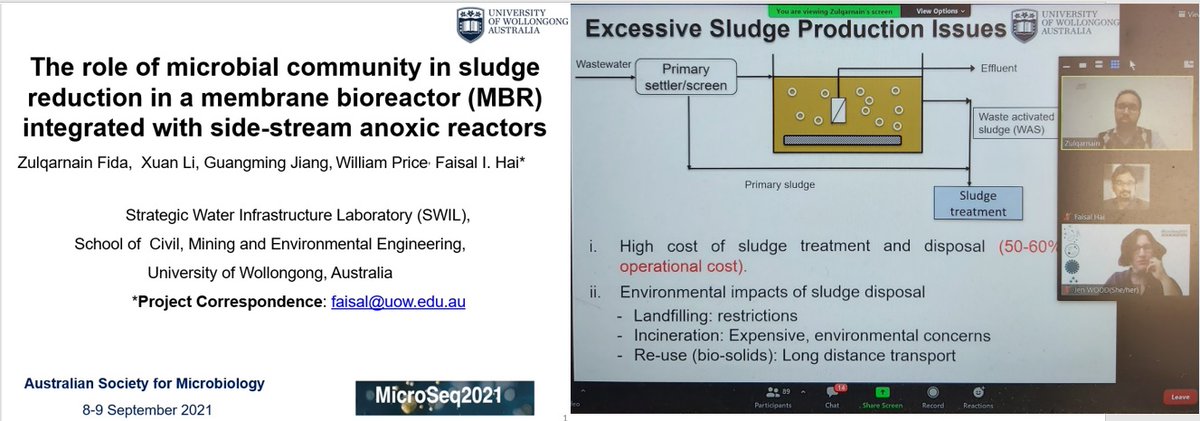 DrFaisalHai's tweet image. Managing excess biological sludge produced during wastewater treatment incurs ~60% of the total wastewater management cost. @FidaZulqarnain&apos;s work presented at @Microseq_ASM @AUSSOCMIC shows how to tame bugs to produce less!#StrategicWaterInfrastructureLab @uowresearch @uoweis