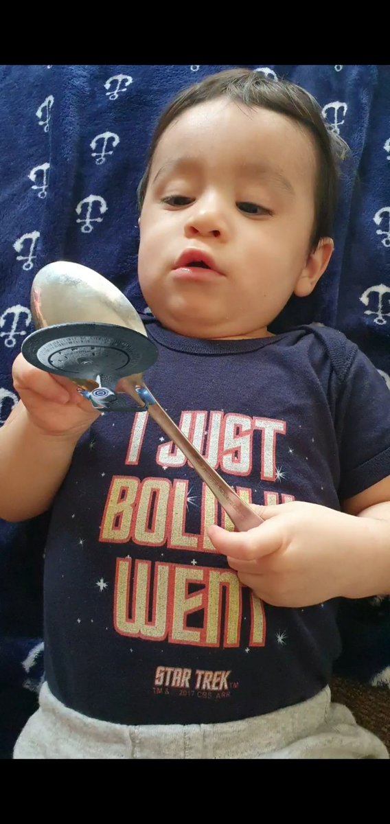#BoldlyGo100 My baby brings me hope for the future.  Maybe he will be the next captain.  🖖💕💋 <a href="/StarTrek/">Star Trek</a> #StarTrekDay #StarTrekGives