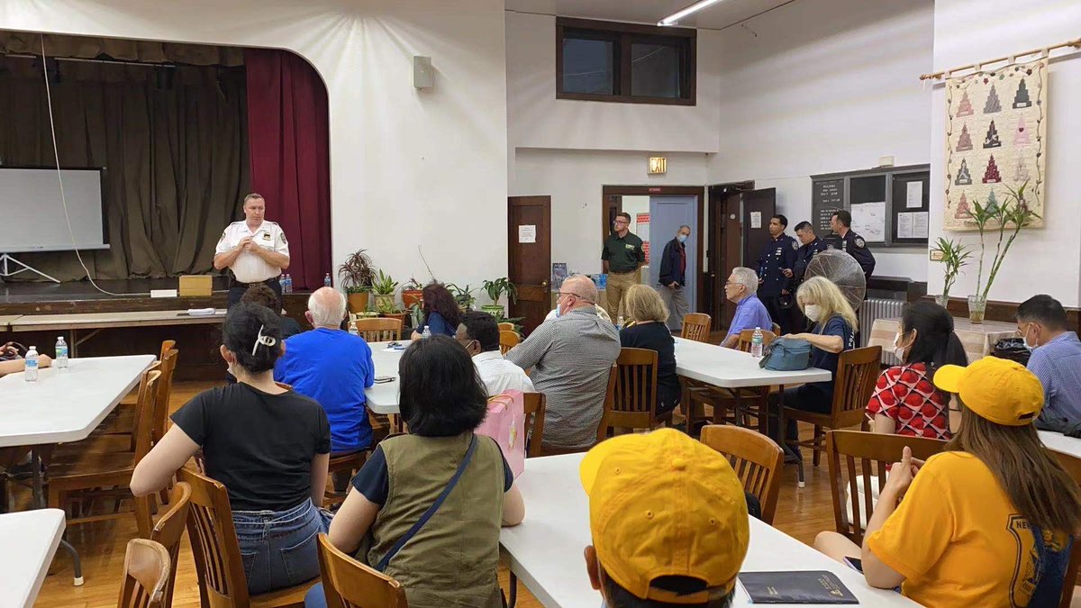NycAac's tweet photo. AAC’s President Wu and volunteers has attended the community affairs monthly meeting tonight let by NYPD 109th Precint. We are informed about local safety brief and hurricane Ida relief. Thank you for all your service police 👮‍♂️👮🚓 @NYPD109Pct https://t.co/Dw7M0TFLPZ