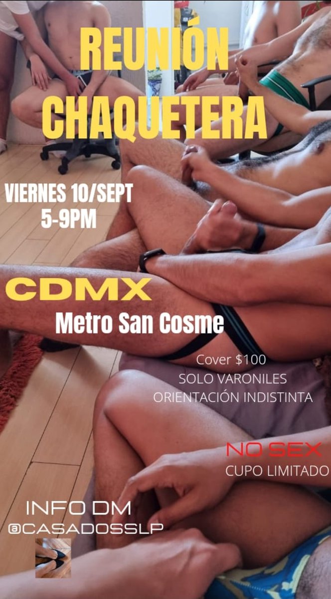 BatorsCrewMx's tweet photo. Reunión #Chaquetera para #HeteroCurioso #Bisex este viernes 10 de sept de 5 a 9 pm En colab con @eltiobuenpedo
REQUISITO UNICO SER VARONIL
🚫Afeminados
Tu cover INCLUYE 1 CAGUAMA.
#Albolene #PajasGrupales #ChaquetaAmiguera
#PajaEntreAmigos #NoSexo #PajaCruzada #Bators #Docking https://t.co/sjtn5ALHce
