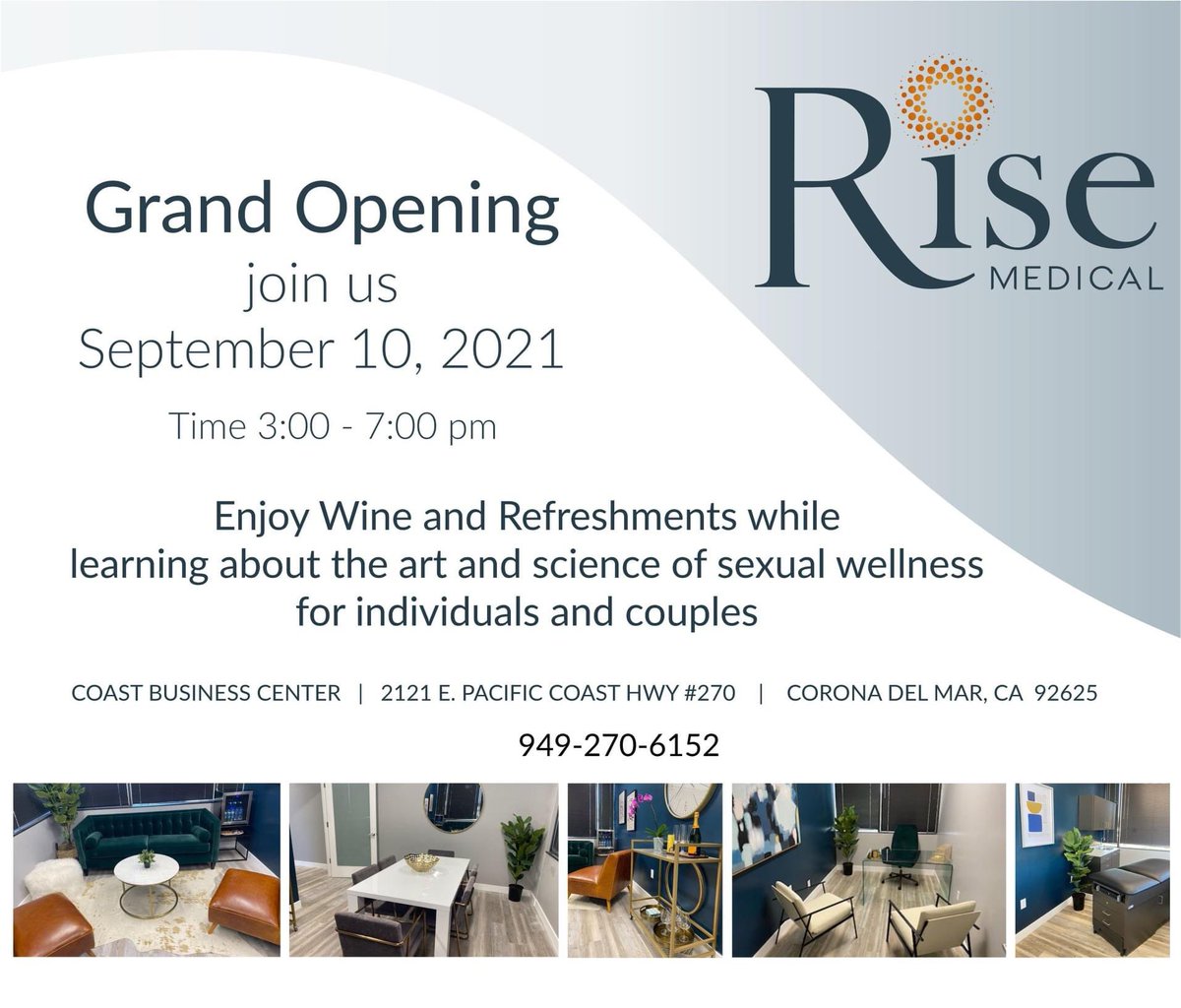 You deserve more…come RISE with us.
RISE is a community of medical professionals dedicated to the personalized treatment of vitality issues through integrative medicine and care.  Join us and learn more Friday 9/10 3-7 pm PST!