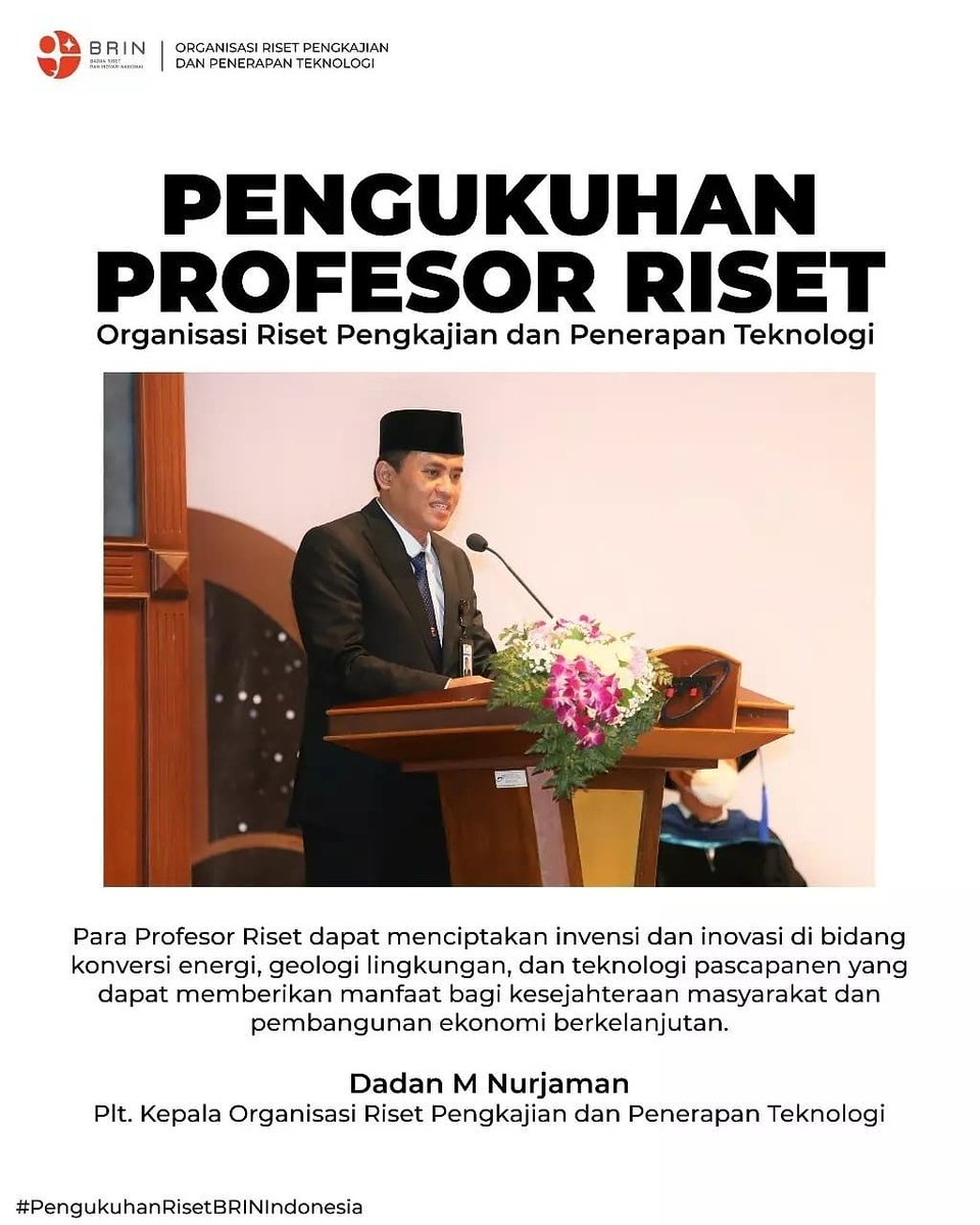 ptpsm_brin's tweet photo. Organisasi Riset Pengkajian dan Penerapan Teknologi (OR PPT) @brin_indonesia kukuhkan 3 Profesor Riset pada bidang konversi energi, geologi lingkungan, dan teknologi pascapanen. Ketiga profesor tersebut adalah Prof. Irhan Febjianto, Prof. Iwan Gunawan, dan Prof. Nurmahmudi. https://t.co/qdyCSKgl86