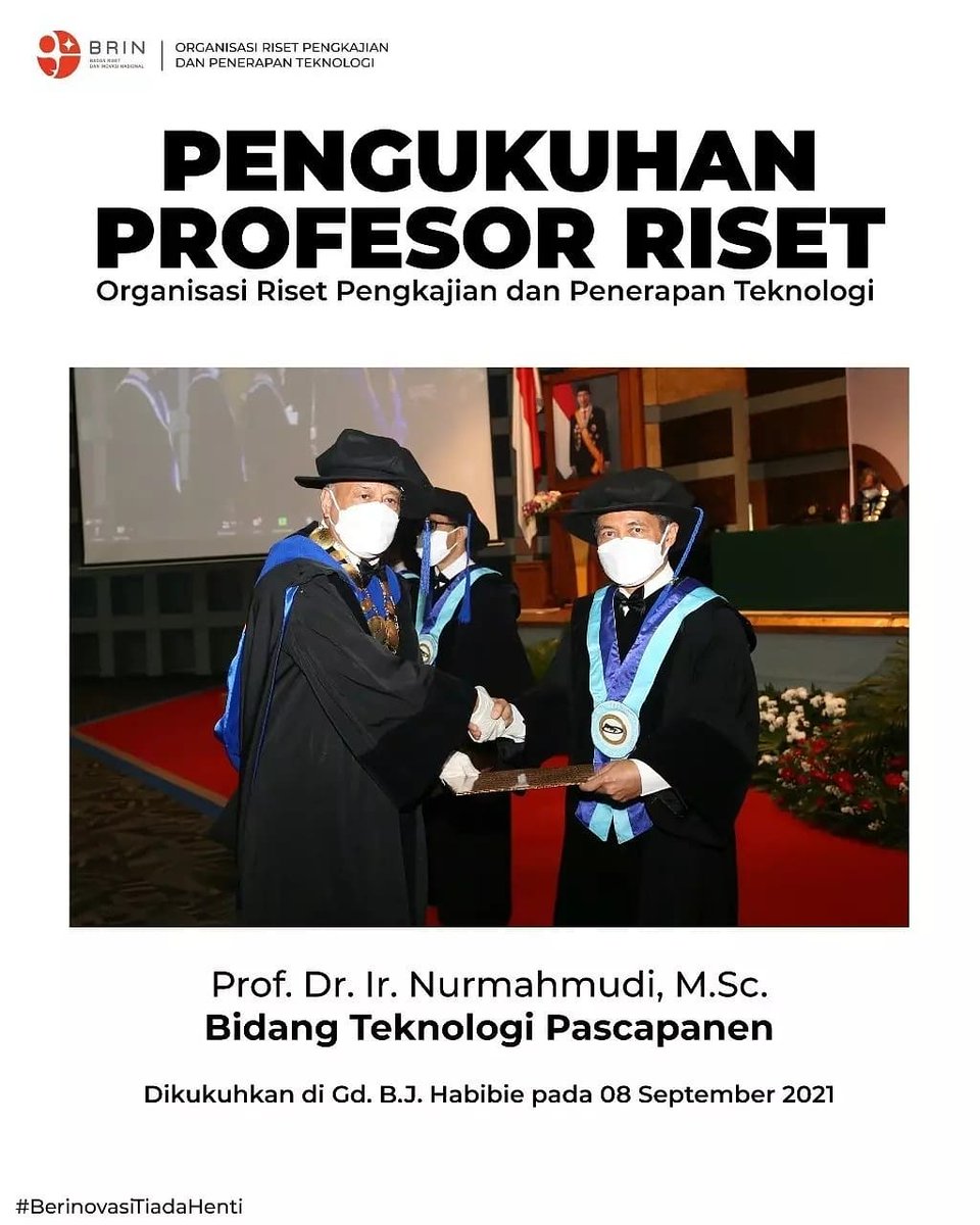 ptpsm_brin's tweet photo. Organisasi Riset Pengkajian dan Penerapan Teknologi (OR PPT) @brin_indonesia kukuhkan 3 Profesor Riset pada bidang konversi energi, geologi lingkungan, dan teknologi pascapanen. Ketiga profesor tersebut adalah Prof. Irhan Febjianto, Prof. Iwan Gunawan, dan Prof. Nurmahmudi. https://t.co/qdyCSKgl86