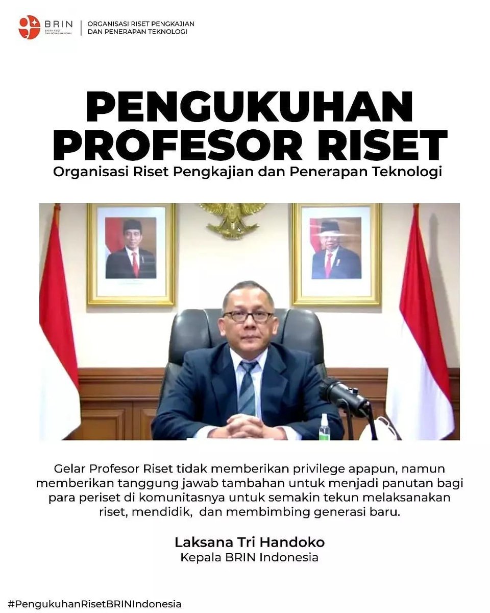ptpsm_brin's tweet photo. Organisasi Riset Pengkajian dan Penerapan Teknologi (OR PPT) @brin_indonesia kukuhkan 3 Profesor Riset pada bidang konversi energi, geologi lingkungan, dan teknologi pascapanen. Ketiga profesor tersebut adalah Prof. Irhan Febjianto, Prof. Iwan Gunawan, dan Prof. Nurmahmudi. https://t.co/qdyCSKgl86
