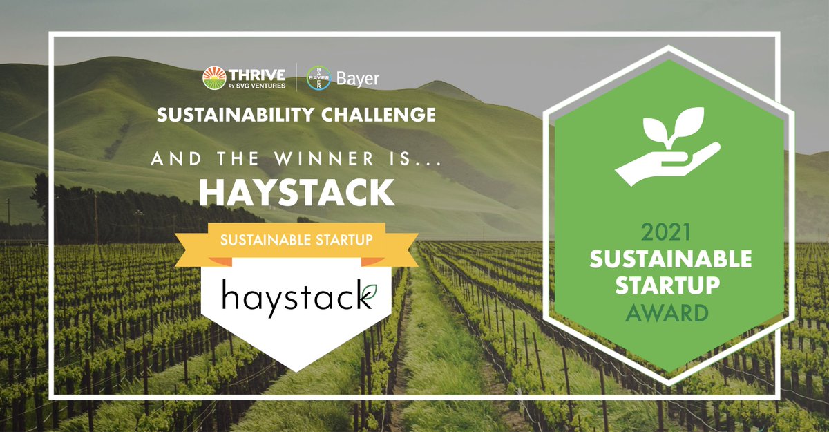 THRIVE AgriFood (@thriveagrifood) on Twitter photo Congratulations #Haystack on winning the Sustainable Startup Award at the #THRIVEBayer2021 Sustainability Challenge! 🏅 Watch their pitch here: bit.ly/watch_thriveba…
<a href="/Bayer4Crops/">Bayer | Crop Science</a> Congratulations #Haystack on winning the Sustainable Startup Award at the #THRIVEBayer2021 Sustainability Challenge! 🏅 Watch their pitch here: bit.ly/watch_thriveba…
<a href="/Bayer4Crops/">Bayer | Crop Science</a>