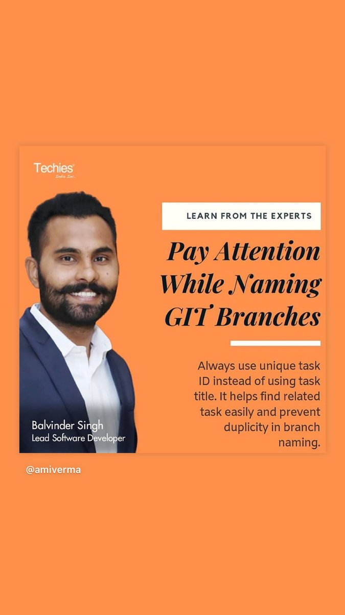 theamiverma's tweet photo. Back then our campaign Learn from the Experts @_balsingh talks about the naming mistakes while creating @github branches. @techiesindiainc https://t.co/EOhN5tmPxu