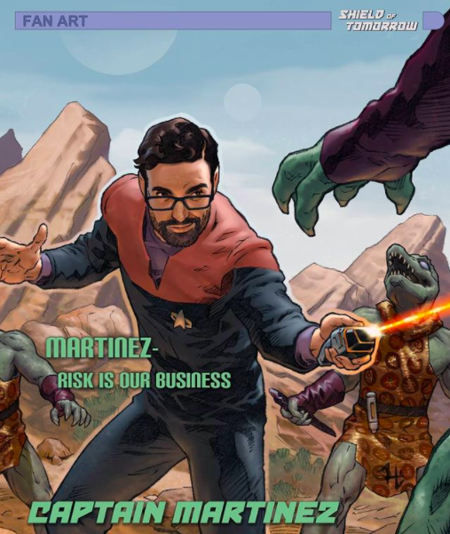 Happy #StarTrekDay everyone!

One of the best things I've ever done in my life was get to be a part of an RPG show called "Shield of Tomorrow" where I played a heroic Mexican Captain and I still think about those adventures all the time.❤️🖖🏽

This awesome art is by <a href="/hamlett_mike/">mhamartz</a>!