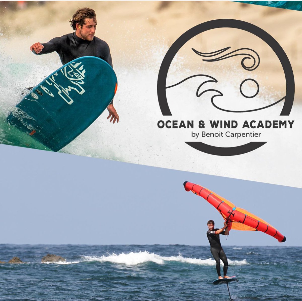 #COACHING Lancement de OCEAN &amp; WIND ACADEMY by Benoit Carpentier ‼️ SITE WEB 👉oceanandwindacademy.fr
 #Finistere #foil #standuppaddle #surf #wingfoil  ✏️Logo <a href="/agenceTIKIO/">Agence TIKIÔ</a>