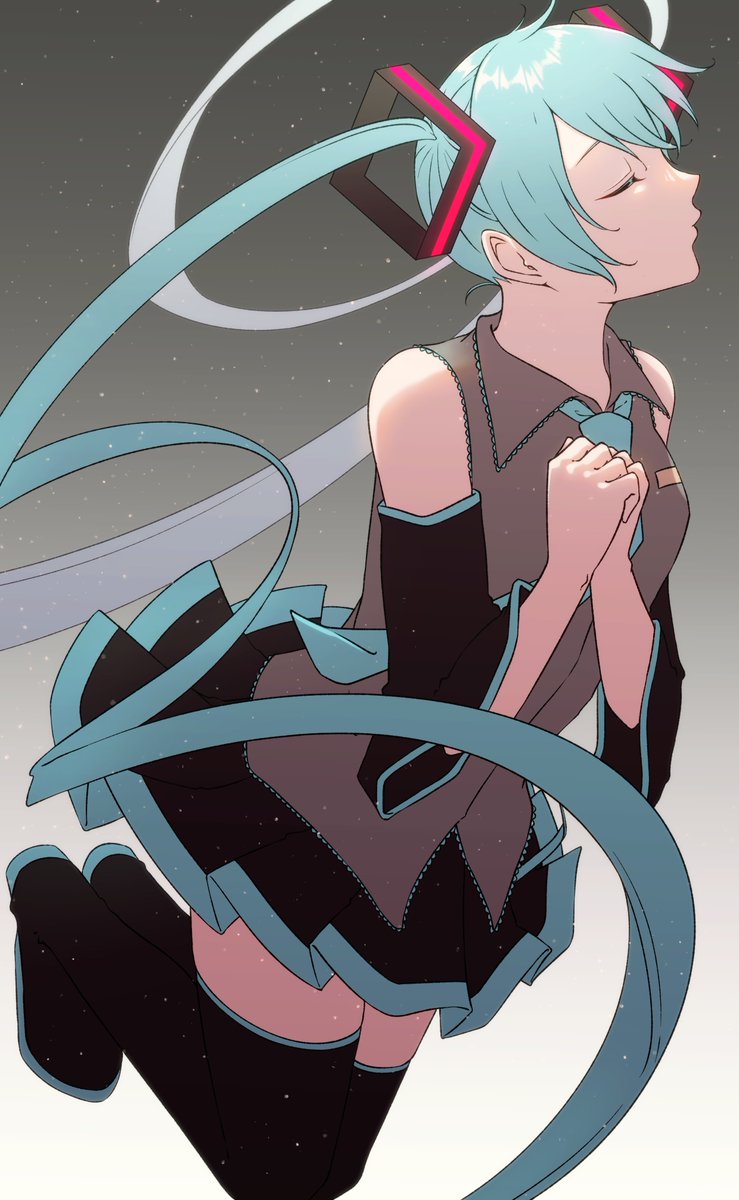初音ミク 「ピアプロ運営です。本日は「瞑目」作品をご紹介!吉岡 真知子さんのミクさん!神秘的」|piapro(ピアプロ)のイラスト