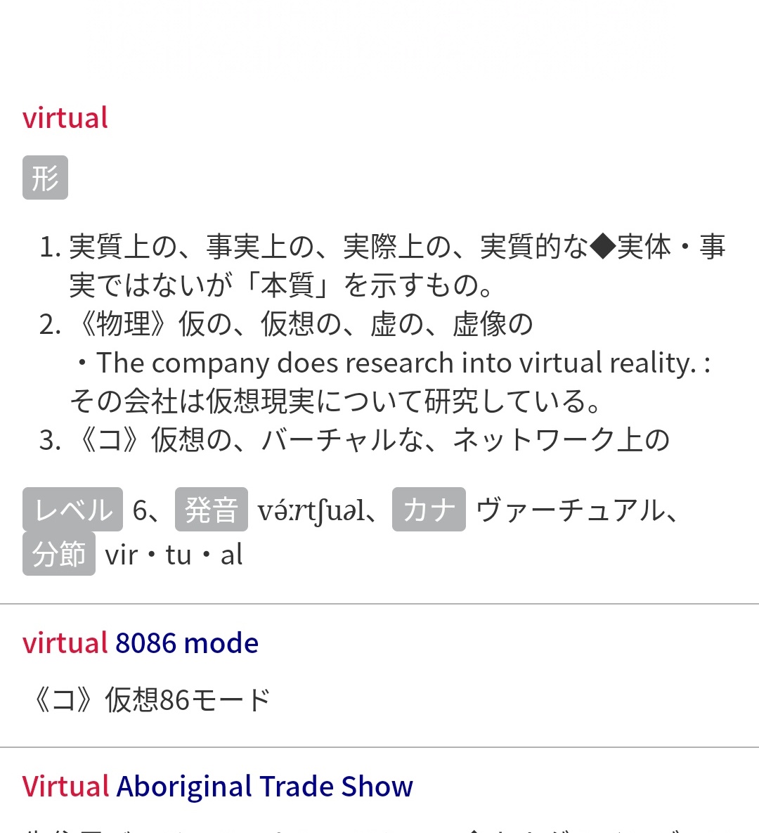 Virtual」を「仮想」(実在しないもの)と訳したのは誤訳って説あるけど、英語でも普通にVirtual drive(仮想 ドライブ)みたいな言い方するように「物理的には存在しないけど存在するのと変わらないもの」って意味なので、正しい訳のような？
