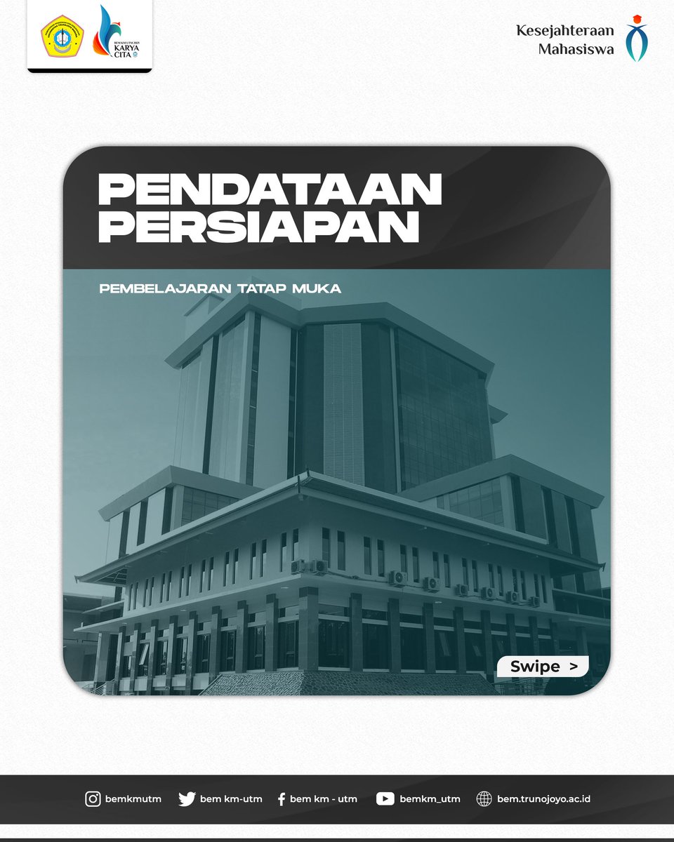 bemkm_utm's tweet photo. [PENDATAAN PERSIAPAN PEMBELAJARAN TATAP MUKA]

Halo, Taretan Trunojoyo !

Berikut kami informasikan tentang Pendataan Persiapan Tatap Muka pada semester gasal tahun akademik 2021/2022 https://t.co/lkpRYPDBcu