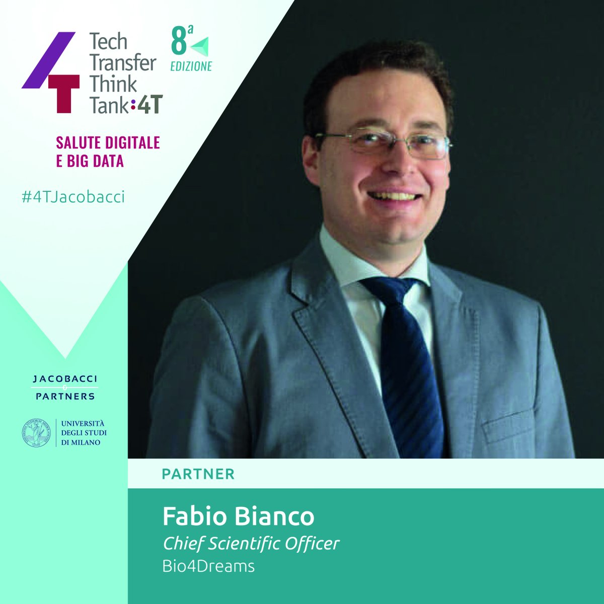 Jacobacci & Partners (@jacobacciip) on Twitter photo Fabio Bianco, Chief Scientific Officer di <a href="/Bio4Dreams/">Bio4Dreams</a>, è uno dei partner di questa edizione di #4TJacobacci.
L’evento si svolgerà a ottobre, iscrivetevi gratuitamente su: hubs.li/H0VT5zp0
#techtransfer #bigdata #salutedigitale #JacobacciIP #proprietàintellettuale Fabio Bianco, Chief Scientific Officer di <a href="/Bio4Dreams/">Bio4Dreams</a>, è uno dei partner di questa edizione di #4TJacobacci.
L’evento si svolgerà a ottobre, iscrivetevi gratuitamente su: hubs.li/H0VT5zp0
#techtransfer #bigdata #salutedigitale #JacobacciIP #proprietàintellettuale